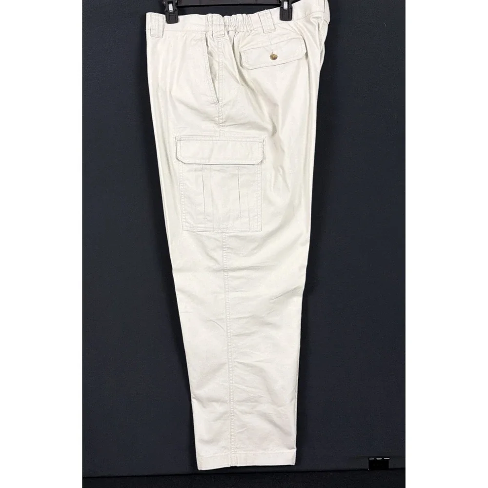 LL Bean Mens Cargo Pants 42x30 Light Khaki Comfort Waist Cotton Utility 191819